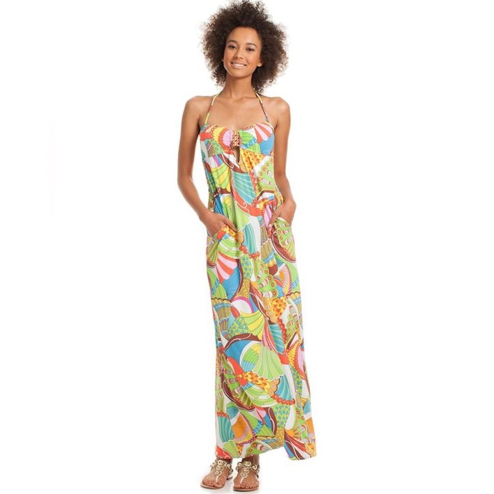 Trina Turk Santa Cruz Halter  Maxi Cover Up Dress - Picture 5 of 10